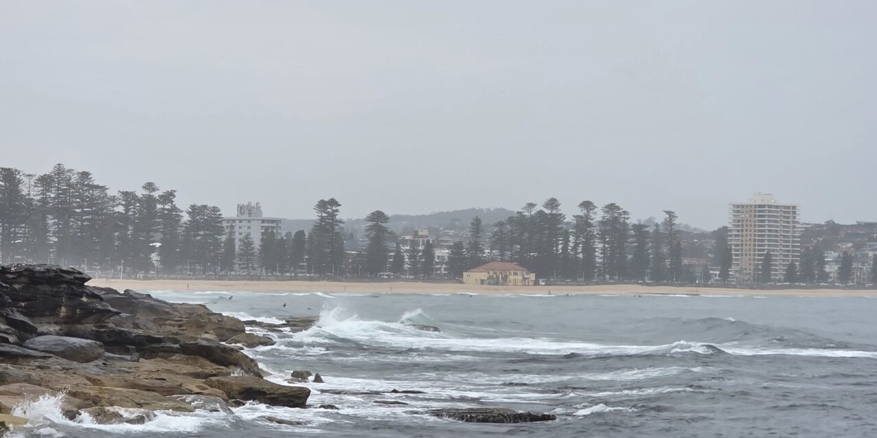 Grey, misty and surprisingly smooth in the bay